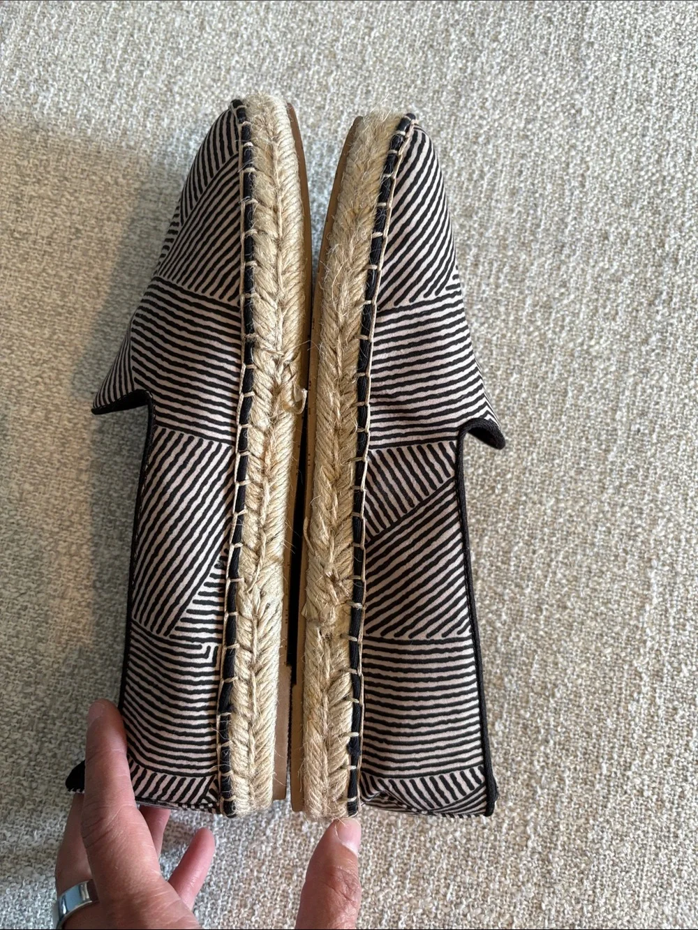 DV by Dolce Vita Black & Cream Striped Geometric Espadrilles